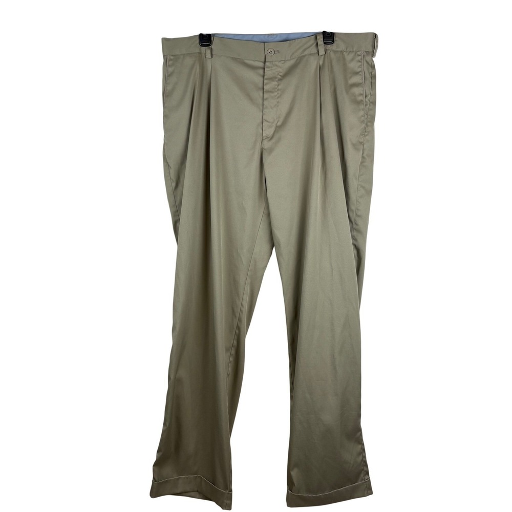 Nike Golf Tour Performance Pleated Khaki Pants Cuffed Hem Embroidered Swoosh 38